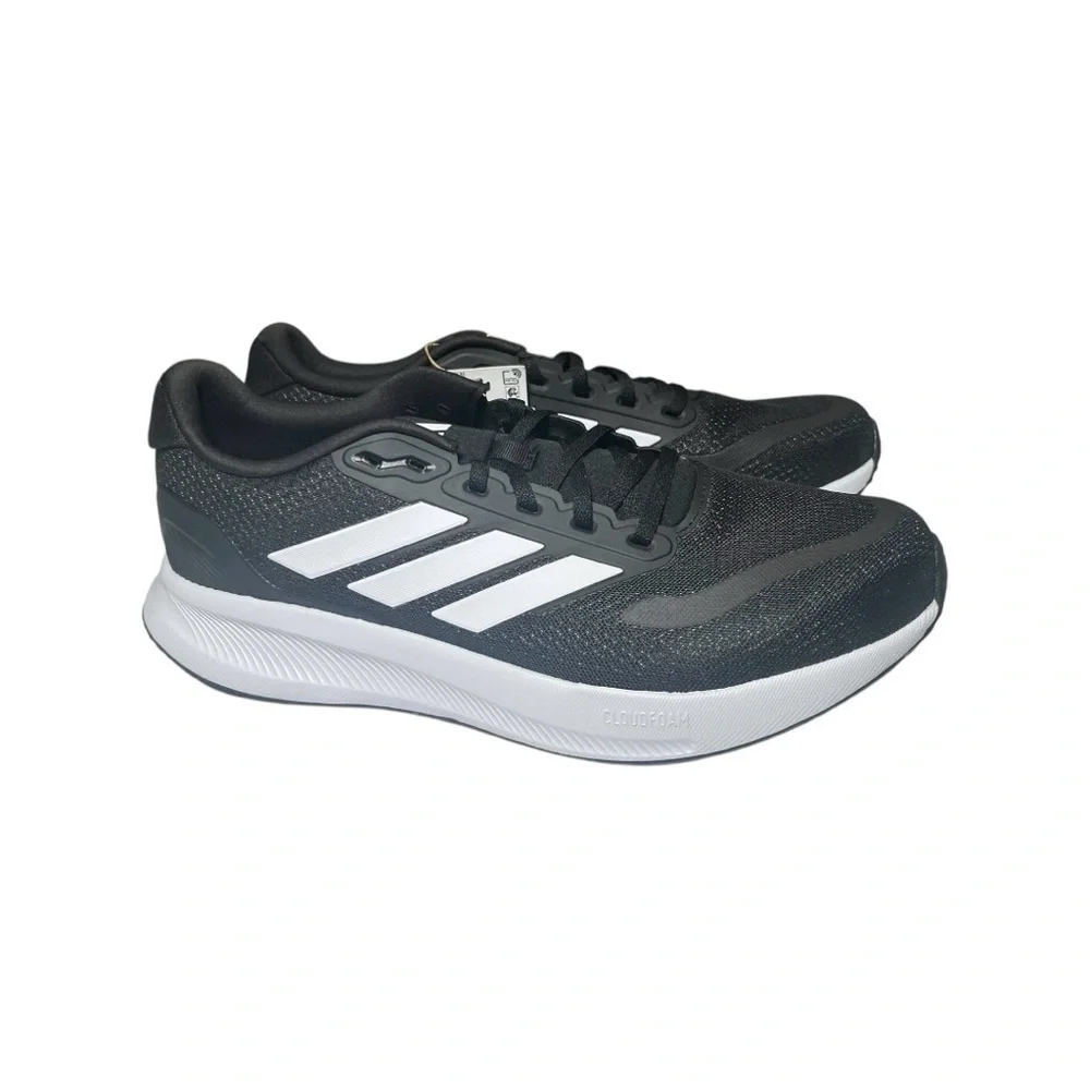 NWT adidas Men's Run Falcon 5 Sneaker, Black/White/Black, 10.5 W